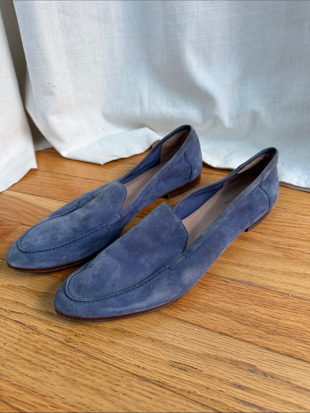 Women's Blue Suede Loafers - Classic Slip-On Dress Shoes